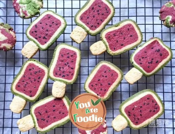 Watermelon popsicle cookies