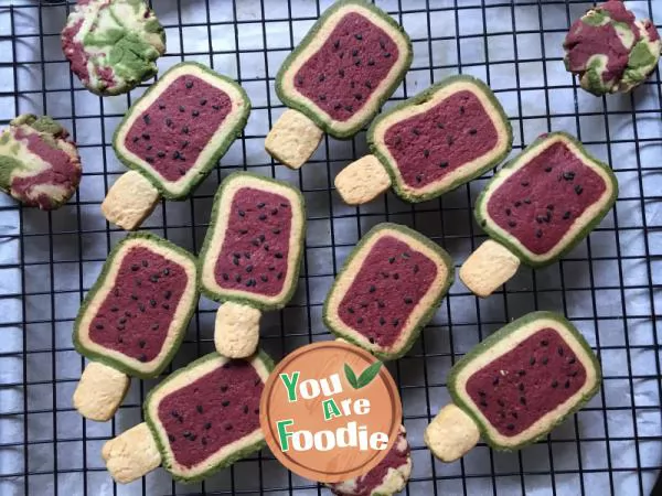 Watermelon popsicle cookies