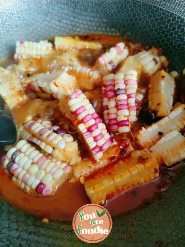 Braised corn with shrimp tail