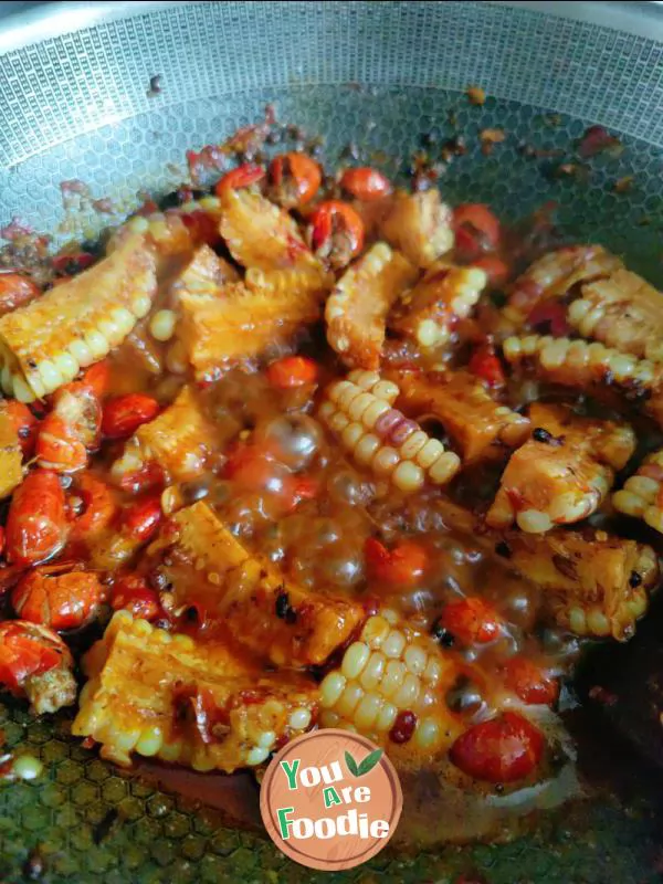 Braised corn with shrimp tail