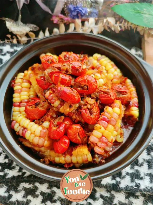 Braised corn with shrimp tail