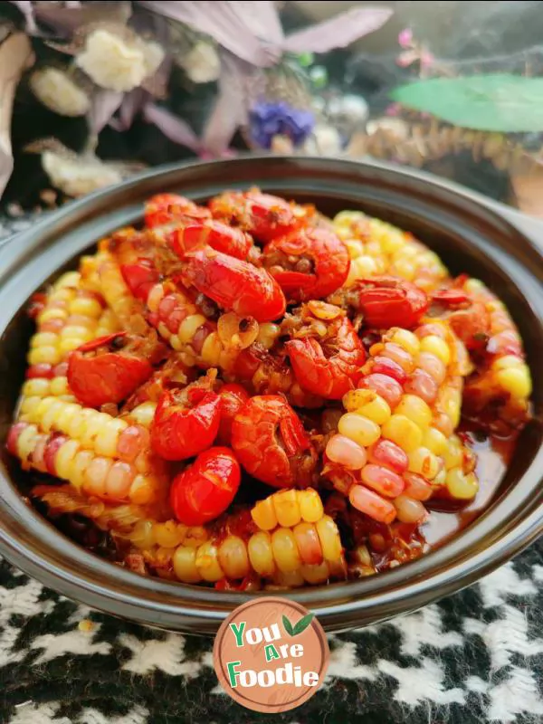 Braised corn with shrimp tail