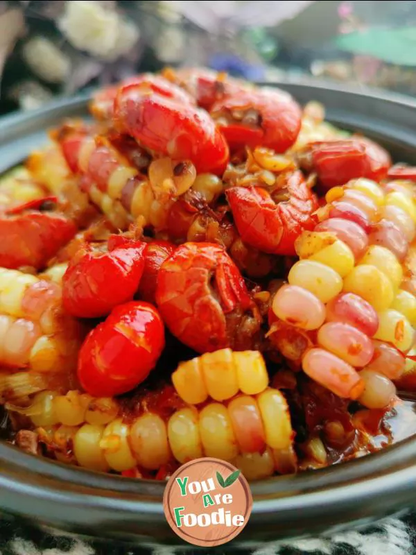 Braised corn with shrimp tail