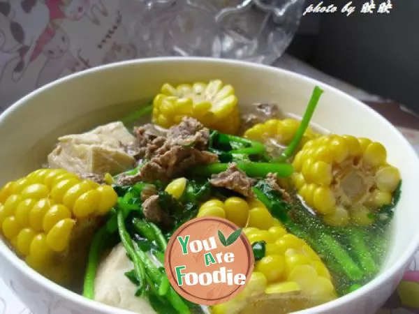 Corn frozen tofu beef Western vegetable soup