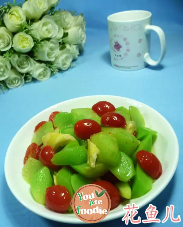 Stir fried lettuce with virgin fruit