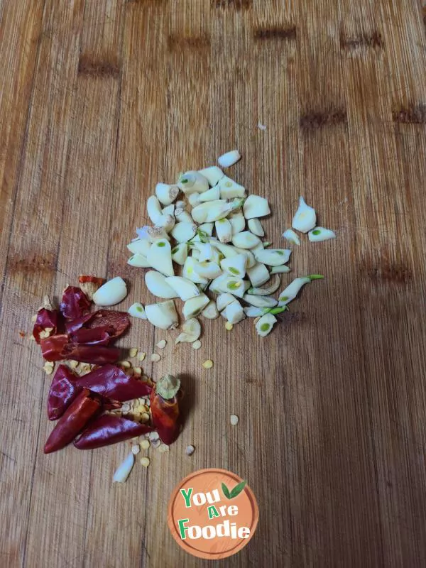 Stir fried dried soybean skin with Rehmannia leaves