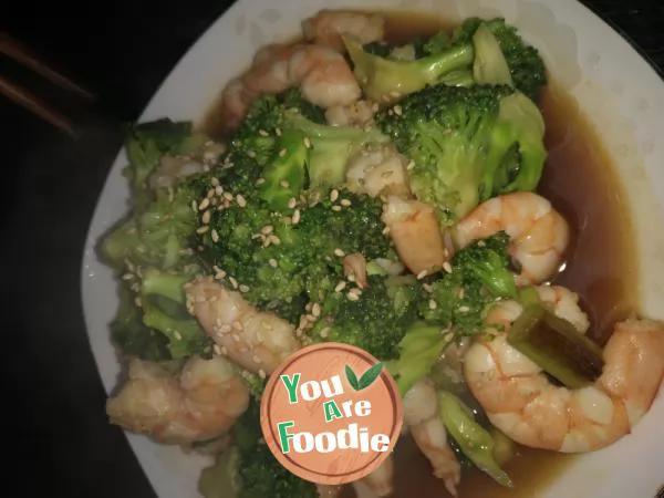 Fried shrimps with Broccoli