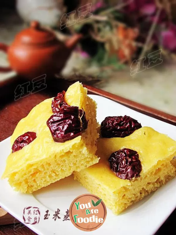 Gluttonous snack --- steamed corn cake