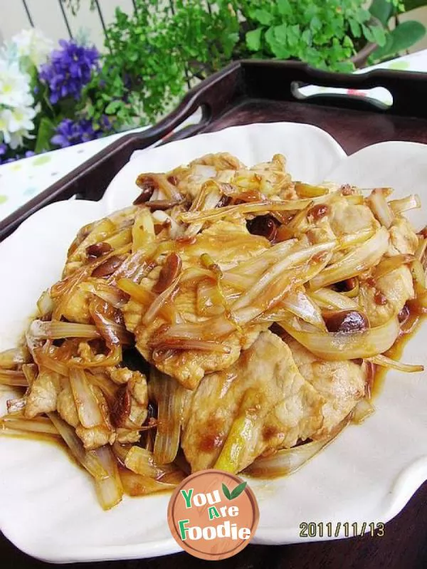 Fried meat with scallion and soybean sauce