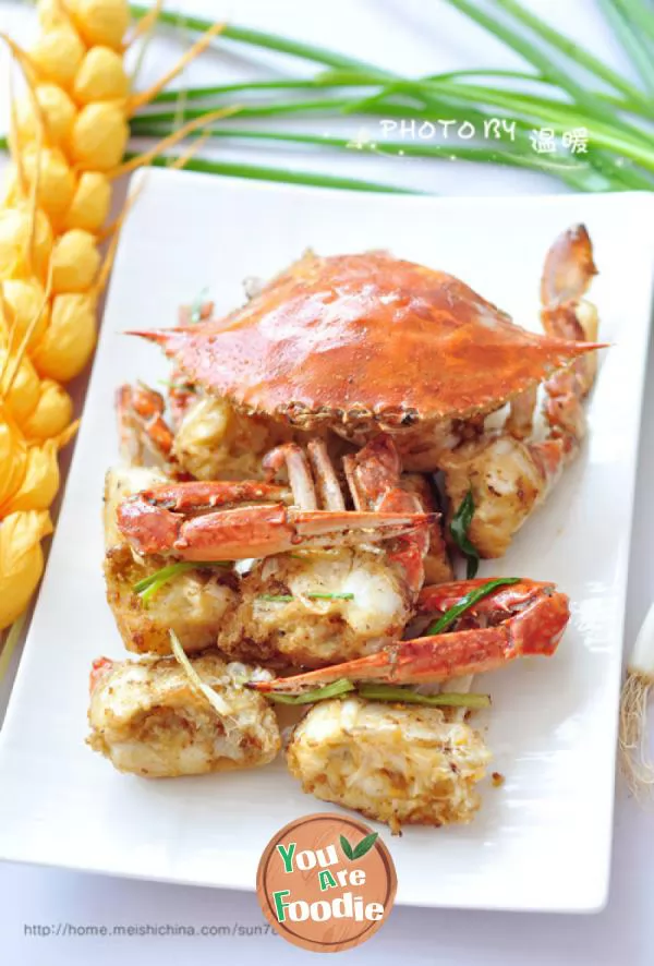 Fried crab with scallion and ginger