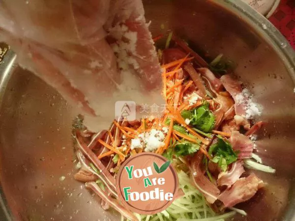 Pig ears in salad