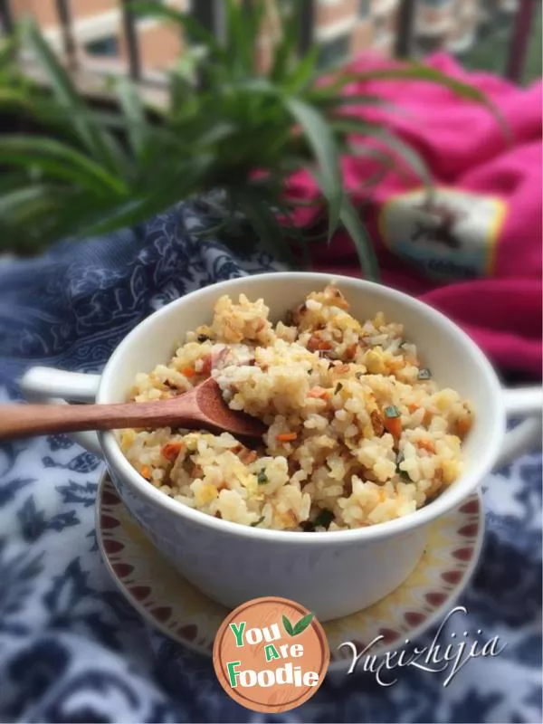 Multicolored fried egg rice