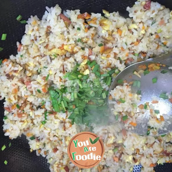 Multicolored fried egg rice