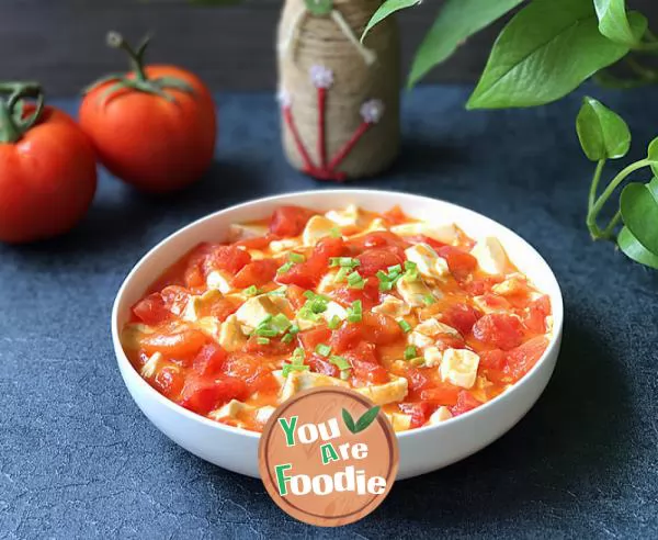 Braised tomato with crab roe and tofu