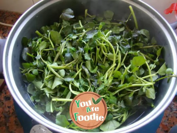 Fried watercress with garlic