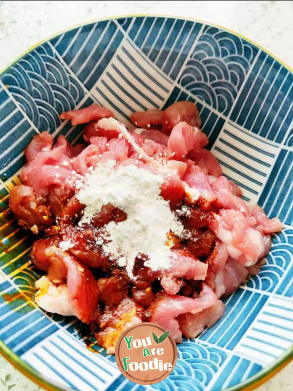 Fried pork slices with sweet potato