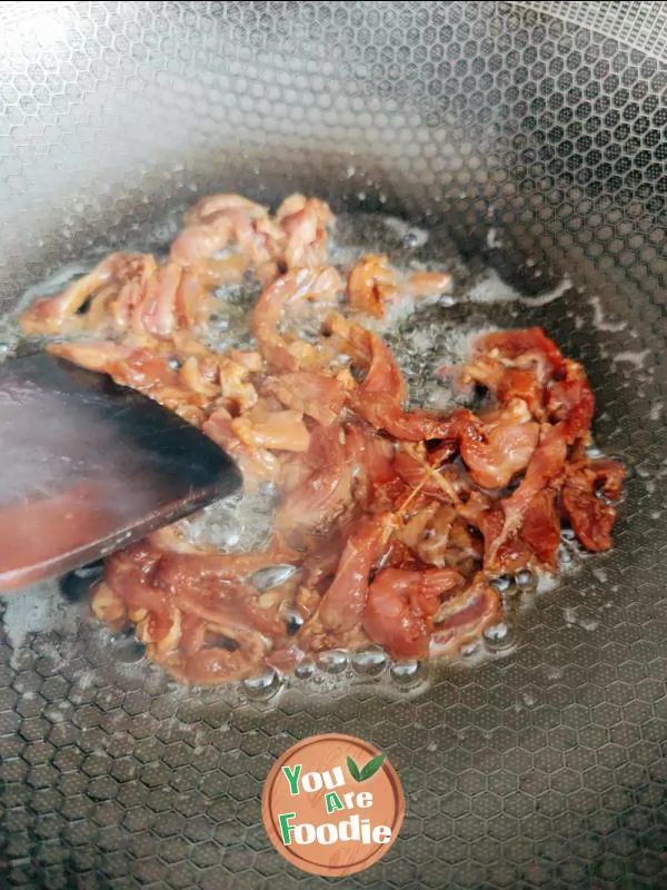 Fried pork slices with sweet potato