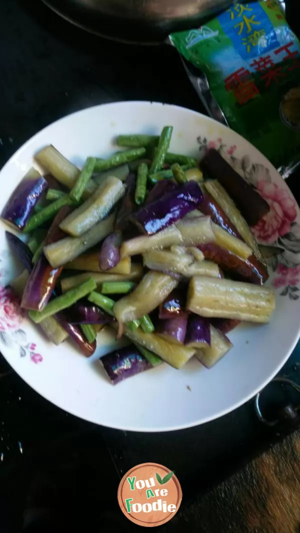 Fried eggplant with beans