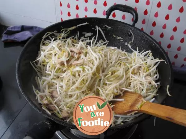 Fried meat with mung bean sprouts