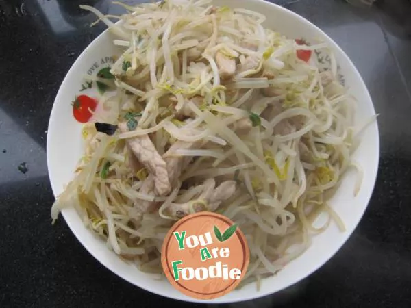 Fried meat with mung bean sprouts