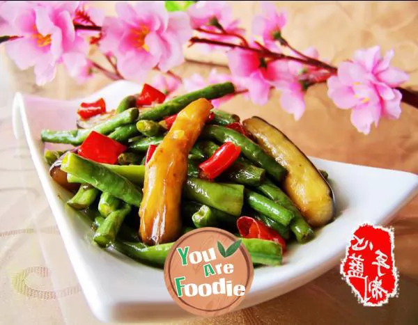 Heart-blue-homemade-private-dish-[fried-eggplant-with-long-beans]---maybe-I-thought-of-rain-when-I-saw-the-cloud