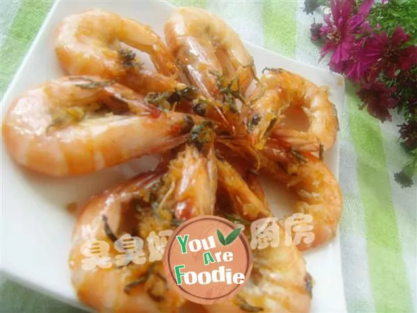 Shrimp with tea flavor