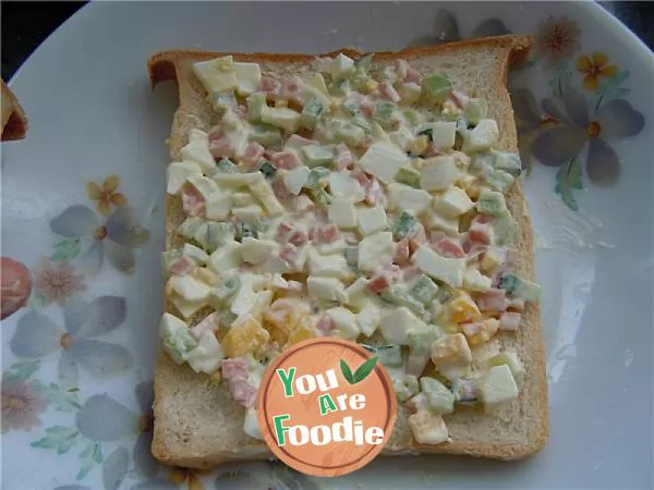 Egg ham cucumber salad sandwich