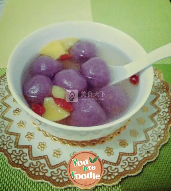 White fungus, purple potato and fruit dumplings