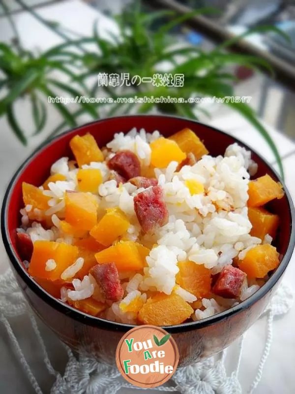 Braised rice with sweet potato and sausage