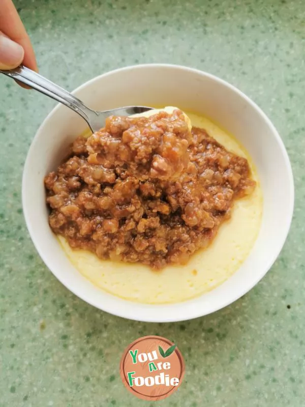 Steamed egg with minced meat