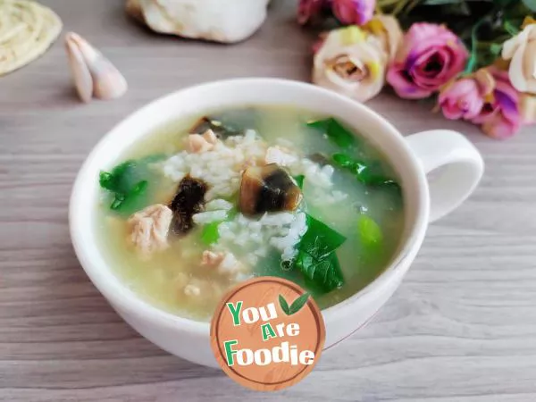 Century-egg,-lean-meat,-vegetable-Congee