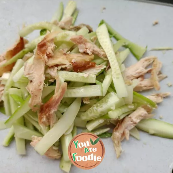 Chicken breast with cucumber slices