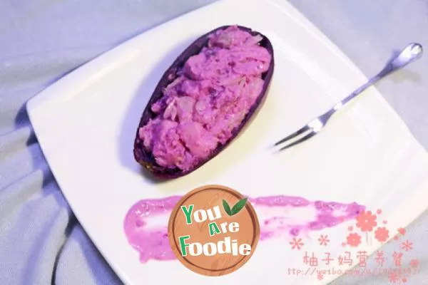 Purple potato salad boat