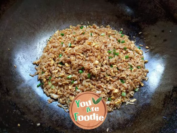 Fried rice with egg in soy sauce