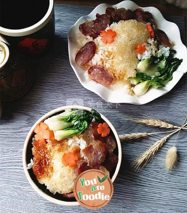 Steamed rice with sausage and rice (bread machine version)