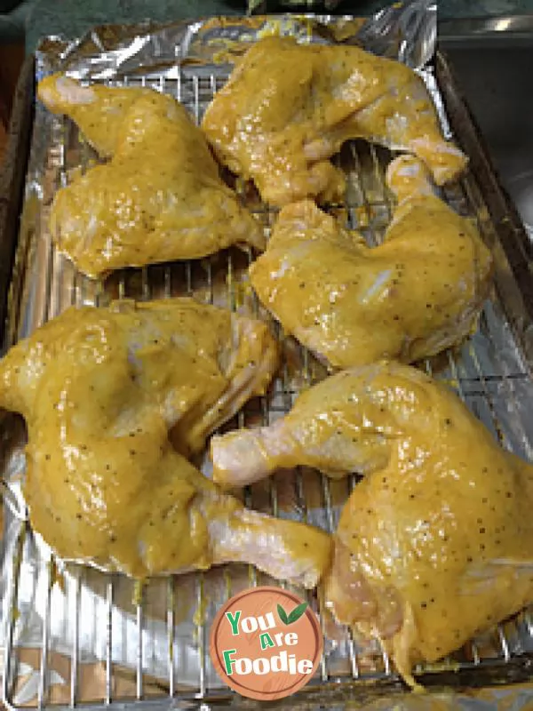 Roasted chicken leg with mango