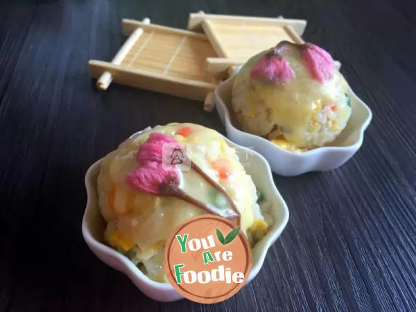 Cherry Blossom rice balls with cheese