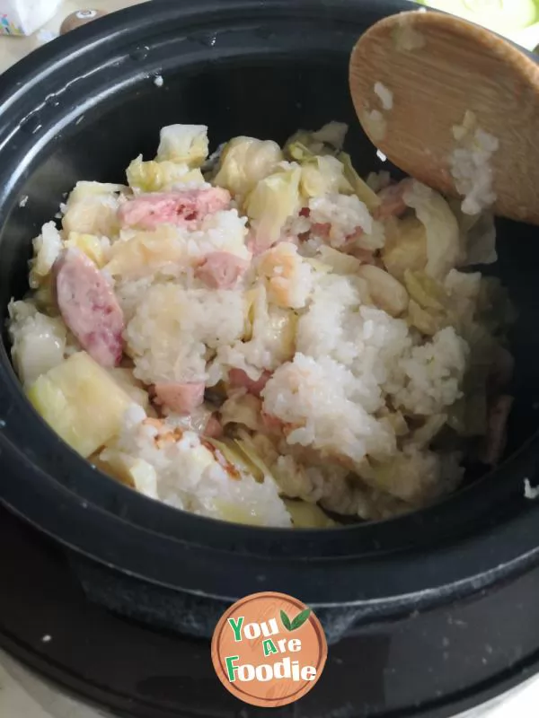 Steamed rice with sausage