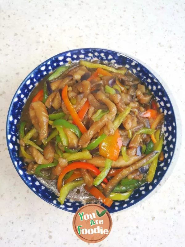 Stir fried Shredded Eggplant with Peppers