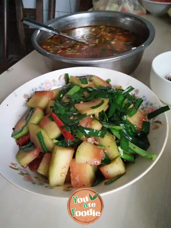 Fried-leek-with-watermelon-peel