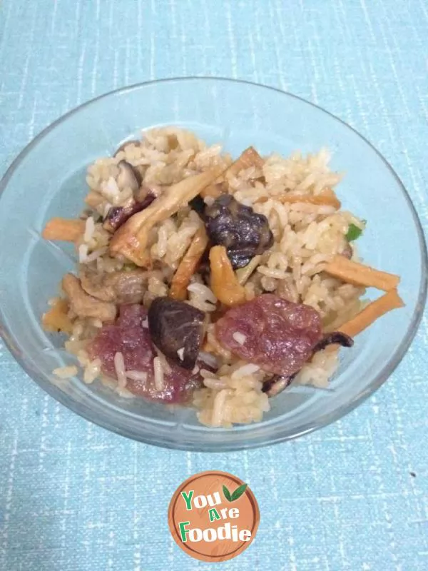 Rice with squid and preserved meat