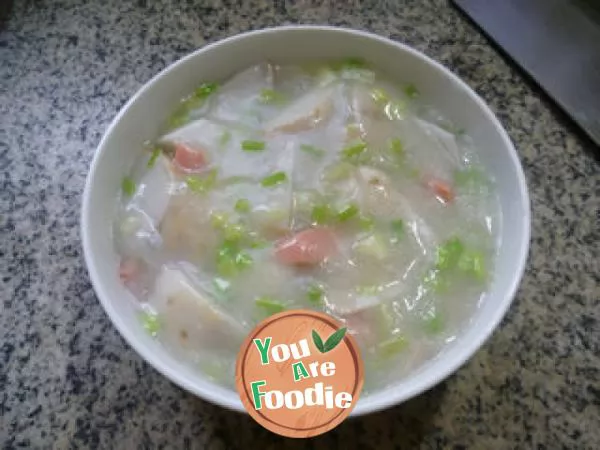 Celery, ham, sausage and Taro Soup