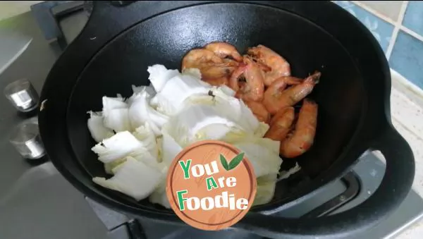 Stir fried baby cabbage with fresh shrimp