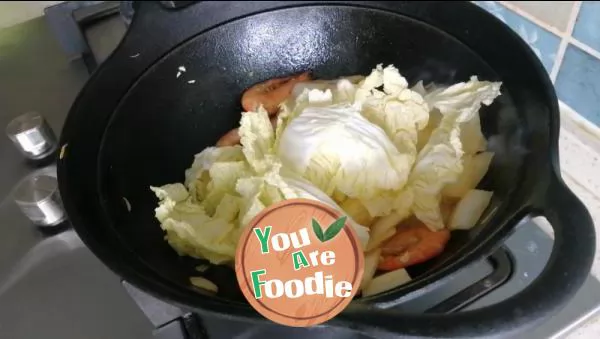 Stir fried baby cabbage with fresh shrimp