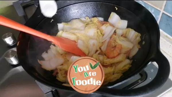 Stir fried baby cabbage with fresh shrimp