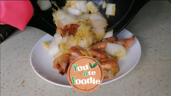 Stir fried baby cabbage with fresh shrimp