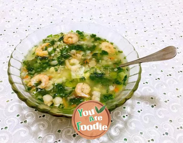 Seasonal vegetable and shrimp lump soup