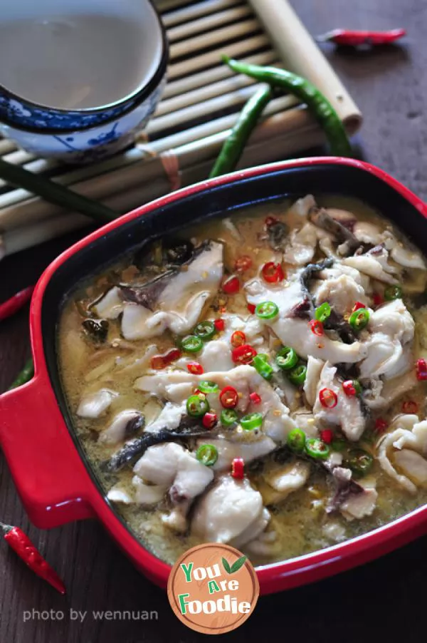 Boiled Fish with Pickled Cabbage and Chili