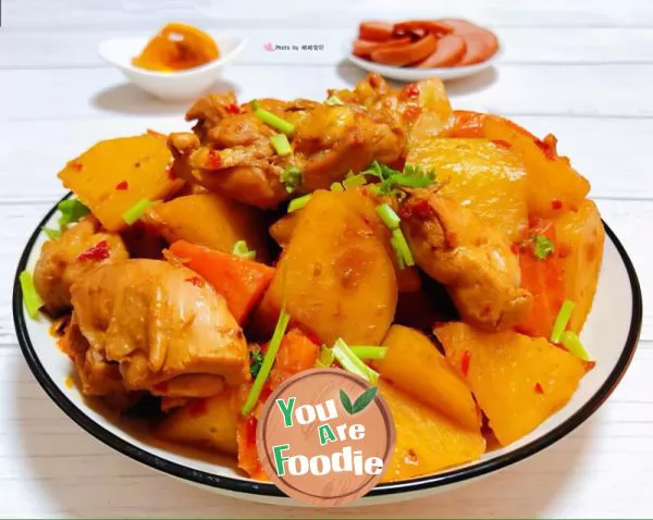 Stewed chicken legs with potatoes and carrots#