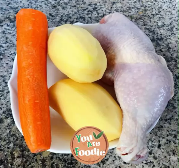 Stewed chicken legs with potatoes and carrots#